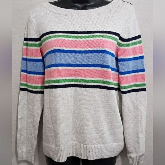 Talbots Shirt Small Striped Multicolor Women's Sweater Cozy Casual Knit Warm Top - Picture 1 of 12